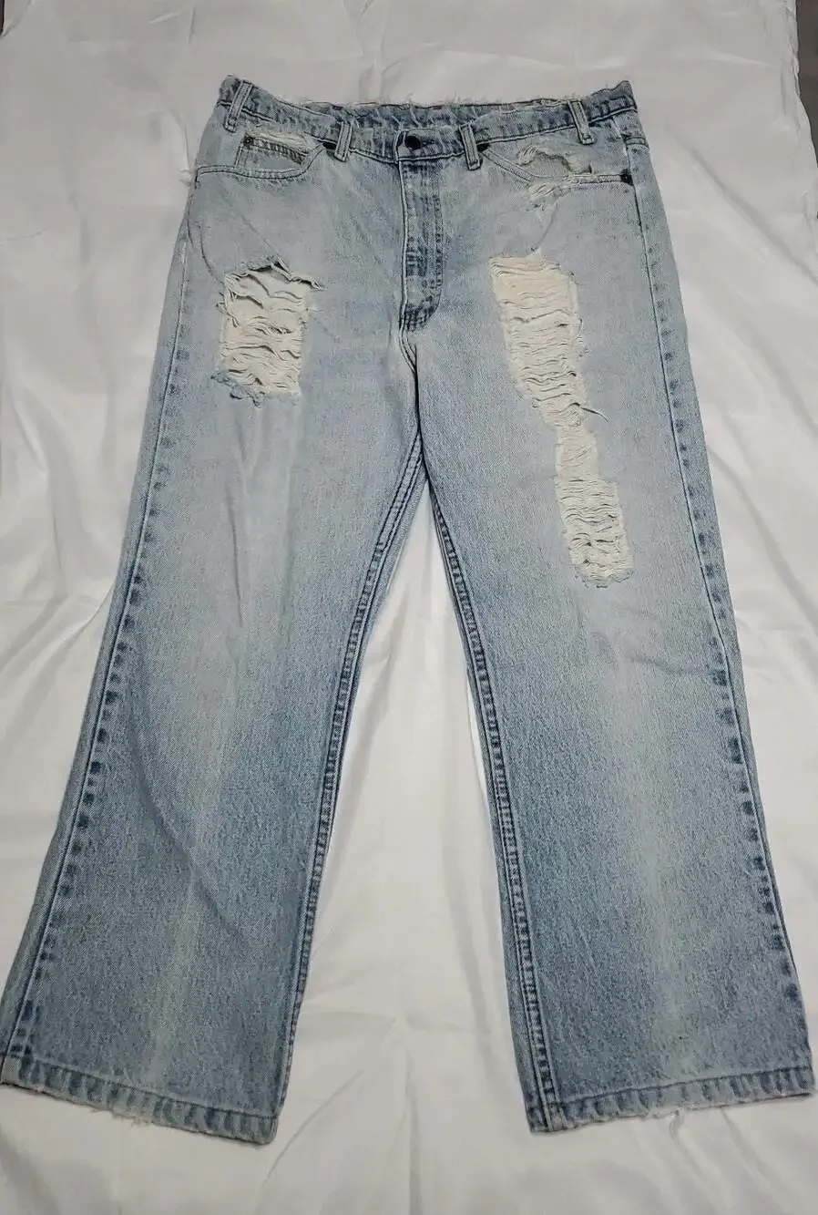 Vintage 80s Levi's Orange Tab 698 Distressed Straight Leg Light Wash Jeans W36